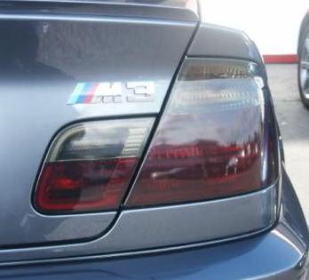20% Dark Smoked 2000-2006 3 Series 35% light smoked BMW coupe E46 M3 overlay smoked tail light tinted vinyl tint film